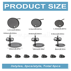 6 шт. 3 стиля ионного покрытия (IP) 304 нержавеющая сталь серьги-гвоздики фурнитура&nbsp;STAS-LP0001-84