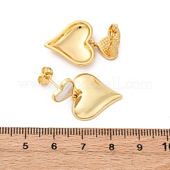 Серьги-гвоздики в форме сердца из латуни&nbsp;KK-D363-20G