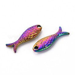 合金ペンダント  カドミウムフリー＆ニッケルフリー＆鉛フリー  魚  虹色  24x8x3mm  穴：1.6mm&nbsp;PALLOY-S180-080-NR