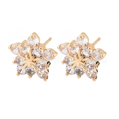 Orecchini a bottone da donna in ottone con micro pavé di zirconi cubici&nbsp;EJEW-G428-28B-02