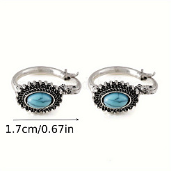 Серьги-кольца овальной формы из сплава бирюзы в богемном стиле FS-WG66729-01