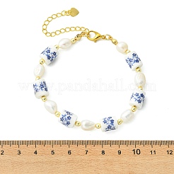 Armbänder aus natürlichen Süßwasserzuchtperlen und handgefertigten Porzellanperlen für Damen&nbsp;BJEW-JB13755