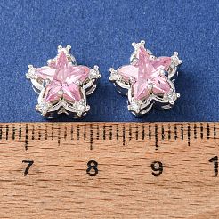 Messing-Mikropavé-Fassung mit rosa Zirkonia-Perlen&nbsp;CU-CBAEC99-34S-01