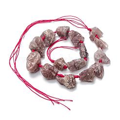 Fili di perline di quarzo fragola naturale grezzo grezzo&nbsp;G-G697-E10