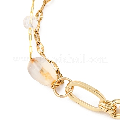 Браслеты из латунной цепной цепи и текстурированных цепей из нержавеющей стали 304 для женщин&nbsp;BJEW-JB12481-02