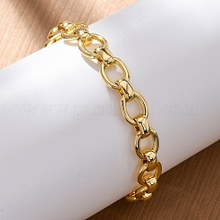 Латунные овальные звенья цепи браслеты для женщин мужчин&nbsp;X-BJEW-K273-06G
