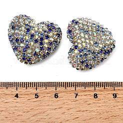 Cuentas de corazón acrílicas brillantes con adornos de rhinestone&nbsp;LS-OACR-NH0001-02B-04