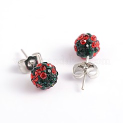 Полимерная глина горный хрусталь мяч серьги&nbsp;EJEW-O041-02