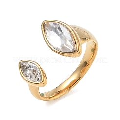 Offene Manschettenringe aus Edelstahl 304 mit klaren Zirkonia im Pavé-Stil für Damen&nbsp;RJEW-F207-03D-G
