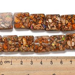 天然の染色されたインペリアルジャスパーと樹脂ビーズの連売り  正方形  チョコレート  16x16x6mm  穴：1.6mm  約11個/連  6.97インチ（17.7cm）&nbsp;G-G083-C04-01