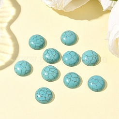 Handwerk Zubehör gefärbt synthetischen Türkis Edelstein Cabochons flache Rückseite Kuppel&nbsp;TURQ-S266-14mm-01