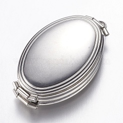 真鍮製ロケットペンダント  カドミウムフリー＆鉛フリー  花とオーバル  多層  プラチナ  35x20x10mm  穴：2mm  内径：23x12.8mm&nbsp;X-KK-N0116-108P