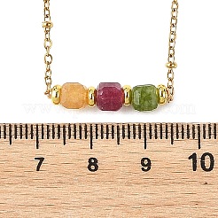 Ciondolo con perle cubiche sfaccettate di tormalina multicolore naturale&nbsp;NJEW-JN06541-01