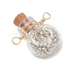 6 шт. двухцветная стеклянная бутылка с круглыми бусинами внутри&nbsp;PALLOY-JF04511-02