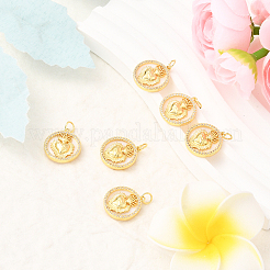 6 шт. подвески из золотистой латуни с микропаве из кубических цирконий&nbsp;KK-BBC0021-46