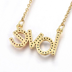 Colliers en laiton avec pendentif avec zircone cubique de micro pave&nbsp;NJEW-O108-32G