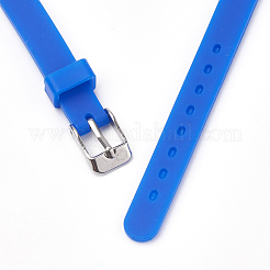 シリコン時計バンド  201ステンレススチール留め具付き  ブルー  8-7/8インチ（22.5~22.7cm）  10x3mm&nbsp;SIL-S001-02