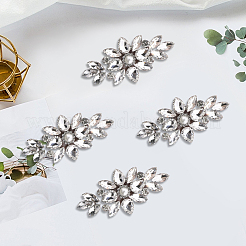 6 pieza de rhinestone de vidrio con purpurina y fijación en caliente con forma de flor&nbsp;DIY-GF0014-62A