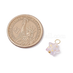 つや消しアクリルチャーム  スター  真鍮のループと金箔付き  グラデーションカラー  ミックスカラー  13.5x5x5mm  穴：2mm&nbsp;PALLOY-JF03325-01