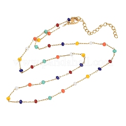 Collane a catena con perline di plastica colorate rondelle fatte a mano&nbsp;NJEW-P354-02B-G