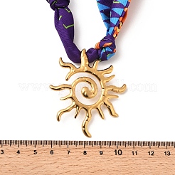 Женские регулируемые ожерелья с подвеской в виде солнца из нержавеющей стали 304 из полиэстеровой ленты NJEW-F349-02G