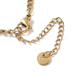 Кольцо-лариат из нержавеющей стали 304 с микропаве из прозрачного кубического циркония и подвеской в виде витой цепи NJEW-P318-01G