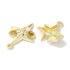ラックメッキ合金ペンダント  ABSイミテーションパールとラインストーン付き  カドミウムフリー＆ニッケルフリー＆鉛フリー  スターのチャーム  ゴールドカラー  クリスタル  24x18x6mm  穴：1.6mm&nbsp;FIND-I039-020G-02