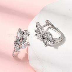 Серьги-кольца из латуни с микропаве из прозрачных кубических цирконий&nbsp;EJEW-H180-29P