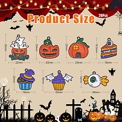 28スタイルのハロウィン合金エナメルペンダント7個。  おばけパンプキン&パンプキンハウス&アイウィズキャンディー  ガンメタ色  26x22mm  4個/スタイル&nbsp;JX182B
