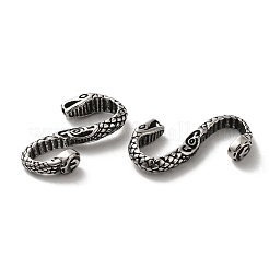 チベットスタイルの304ステンレス鋼S字型スネーククラスプ  S字フックの留め金  アンティークシルバー  27x14x4mm  穴：3x1mm&nbsp;STAS-K250-06