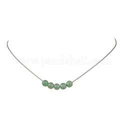 Collier avec pendentif en perles rondes de pierres naturelles mélangées et chaîne Boston en acier inoxydable 304&nbsp;NJEW-JN06550