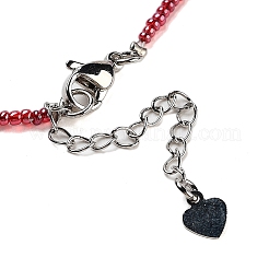 Ожерелья с подвесками в виде сердца из натуральных и синтетических драгоценных камней NJEW-G143-02