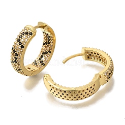 Orecchini a cerchio con micro pavé di zirconi in ottone placcato cremagliera&nbsp;EJEW-H016-18G