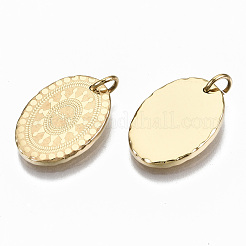 304ステンレスペンダント  丸カン付き  オーバル  14KGP本金メッキ  17.5x12.5x2mm  丸カン：5x0.8ミリ  3.4mm内径&nbsp;STAS-S116-018G