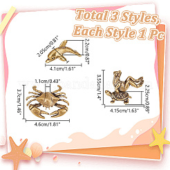 3 шт. 3 стиля античная бронзовая латунная витрина украшения DJEW-NB0001-44