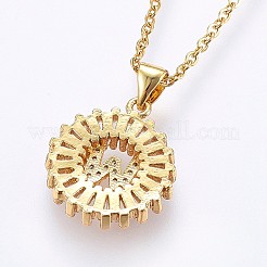 Colliers pendentifs initiaux en laiton sertis de micro-pavés de zirconiums cubiques&nbsp;NJEW-H486-30G-W