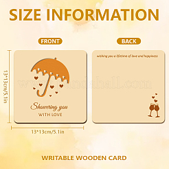 木製の記念カード  正方形  傘  130x130x4mm&nbsp;WOOD-WH0040-010