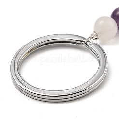 Portachiavi con pendente a cono in cristallo di quarzo naturale&nbsp;G-Z033-08P-01