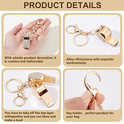 2 шт. 2-цветные брелки из сплава со стразами&nbsp;KEYC-PH0002-20