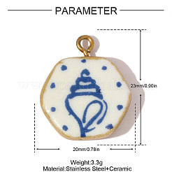 Подвески из нержавеющей стали 304 и фарфора&nbsp;STAS-OY005-81G