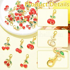26 pz 13 decorazioni pendenti in lega di smalto color ciliegia&nbsp;HJEW-CJ00100