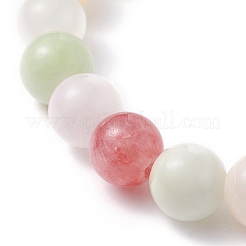 Pulsera elástica de cuentas redondas de jade verde colorido natural de 8 mm&nbsp;BJEW-JB07219