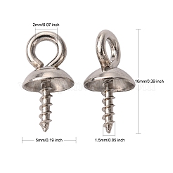 変色防止304ステンレススチール製スクリューアイピンペグベイル  片穴パーツ用  ステンレス鋼色  10x5mm  穴：2mm  ピン：1.5mm&nbsp;STAS-K146-002-5mm