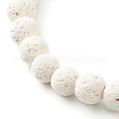 Bracciale elasticizzato rotondo con perline di roccia lavica naturale per donna ragazza&nbsp;BJEW-JB06973