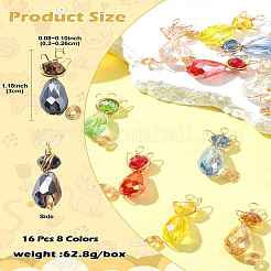 16шт 8 цвета стеклянные подвески&nbsp;PALLOY-CJ00093