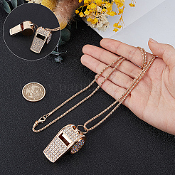 Collares con colgante de silbato de aleación de cristal y rhinestone&nbsp;NJEW-WH20001-24G-01