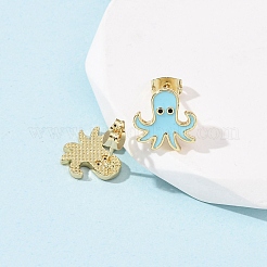 Pendientes de esmalte de latón&nbsp;EJEW-B152-01G-01