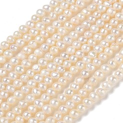 天然養殖淡水パールビーズ連売り  グレード2a+  ポテト  ベージュ  3.5~3.8mm  穴：0.5mm  約101~107個/連  13.39~13.98''（34~35.5センチメートル）&nbsp;PA-CBAC463-34