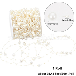 1 рулон пластиковых цепочек с круглыми бусинами DIY-SC0024-96C