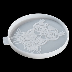 Плоский круглый коврик для чашек с совой и цветком своими руками&nbsp;SIL-F007-06B